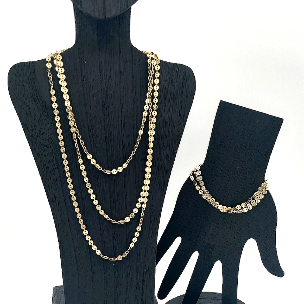 Nordstrom Gold Mirror Mini Coin Necklace and Bracelet Set